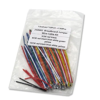 130Pcs 24AWG Breadboard Jumper Wire Cable Kit Tin-Padengti PCB Lydmetalis Kabelis Lankstus PVC Elektroninių Vielos 5cm 8cm 10cm 6 Spalvų
