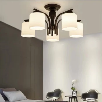 Amerikos Geležies LED miegamojo, lempos, modernus minimalistinio kambarį lempos Šiaurės šalių baltojo stiklo lubų lempa